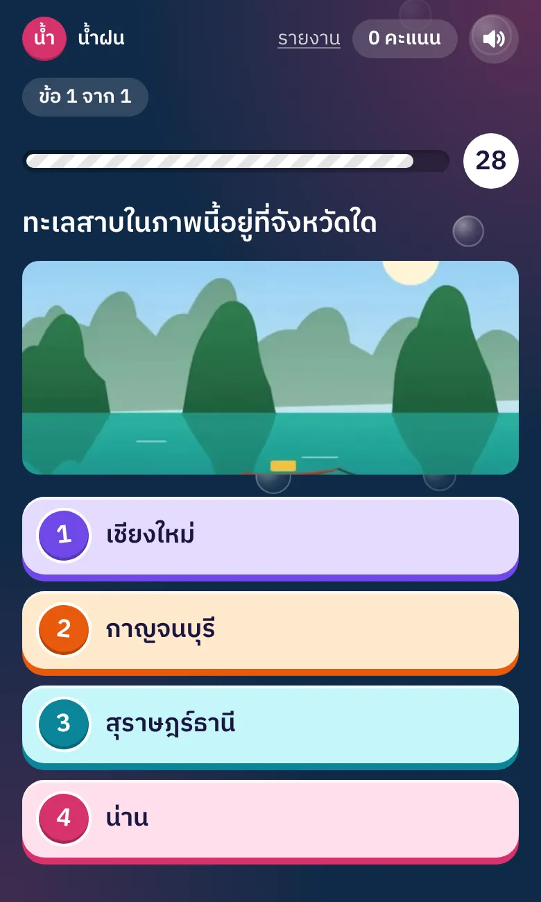 คำถามบนมือถือของผู้เล่น